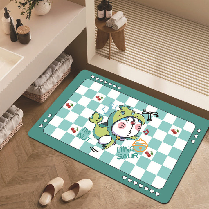 Cartoon Dinosaur-Themed Bathroom Mat