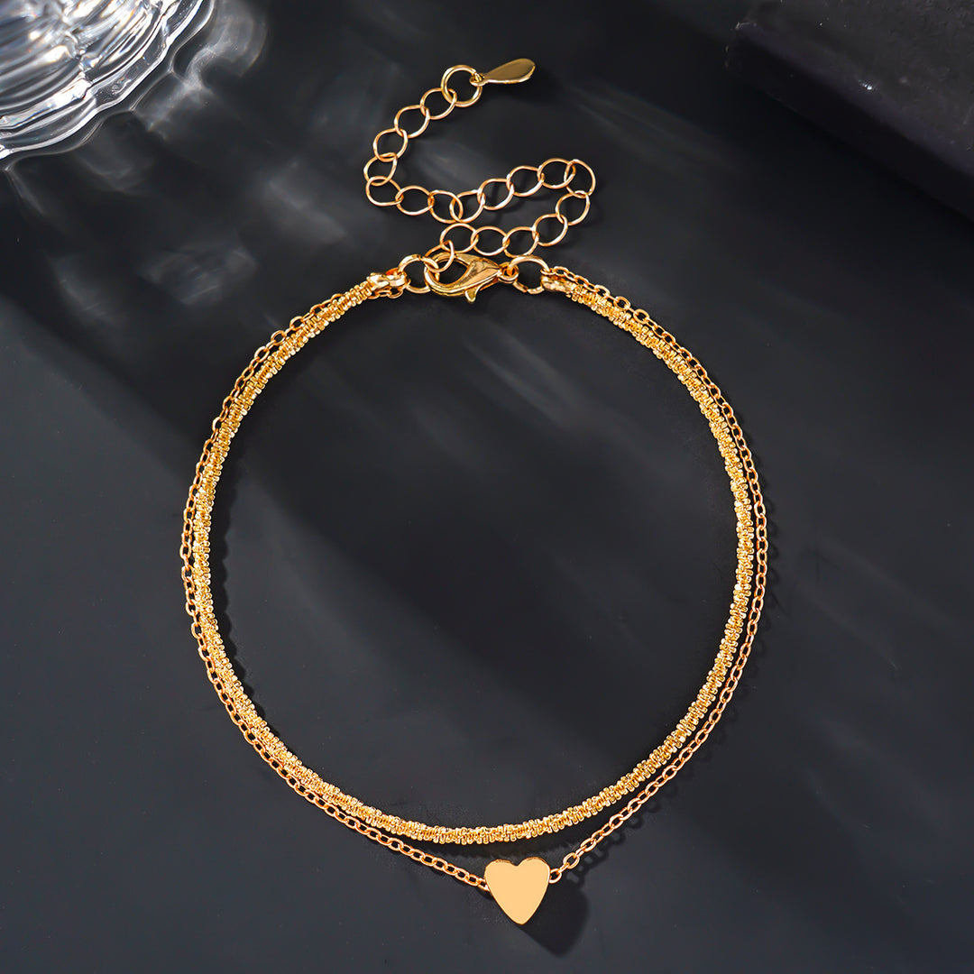 Two-Tone Heart Charm Anklet Stornfield