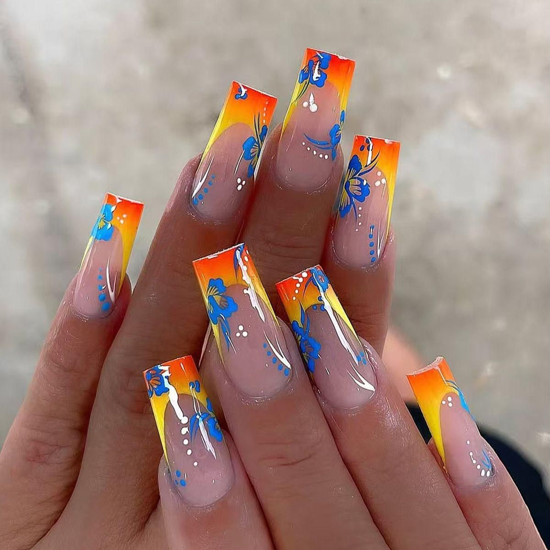 Floral Acrylic Nail Art Extensions Stornfield