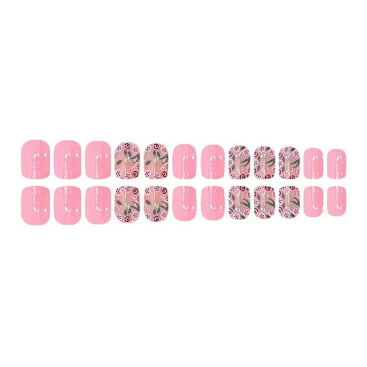 Artificial Nail Set with Playful Floral Designs Stornfield