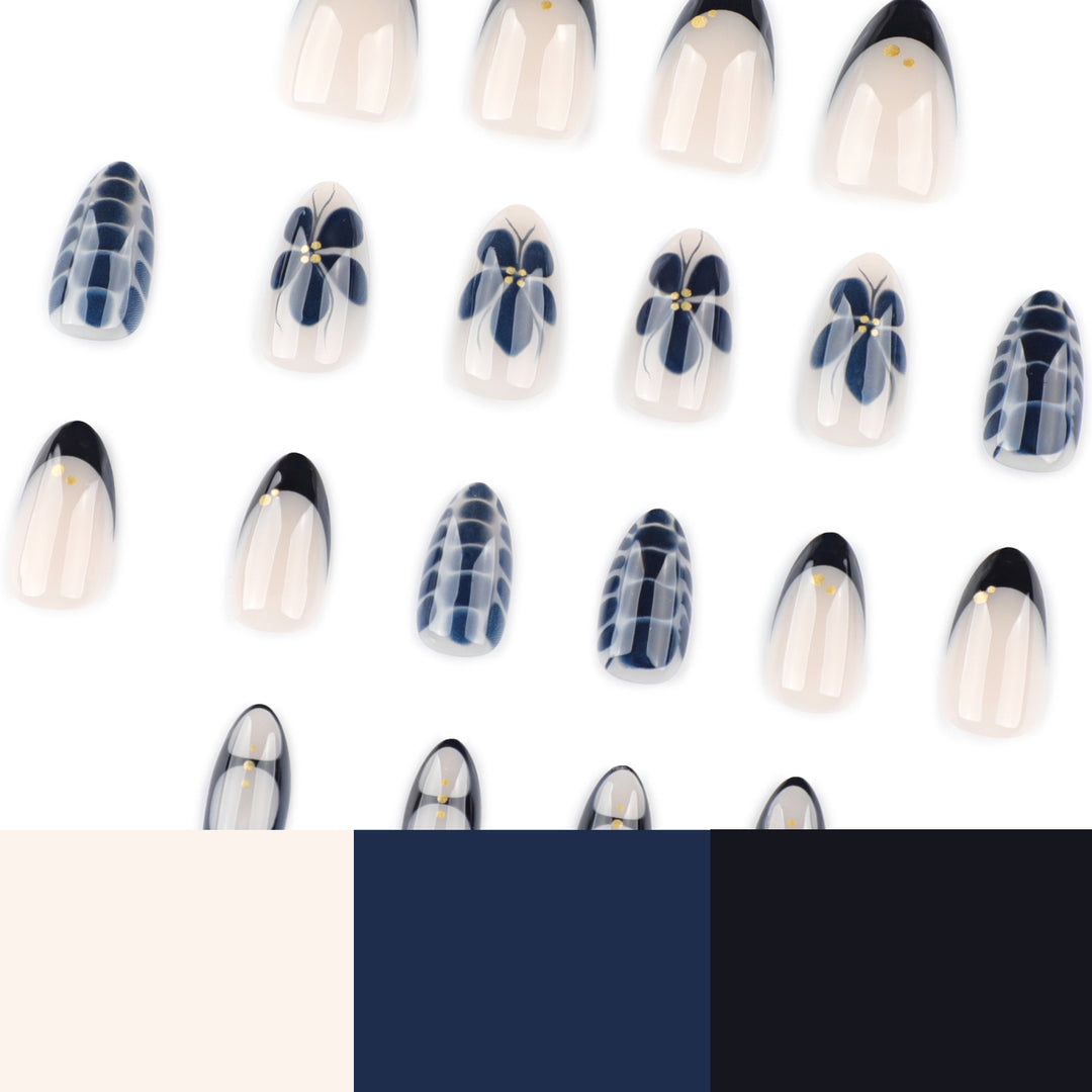 Artful nail art in elegant stiletto design with floral accents Stornfield