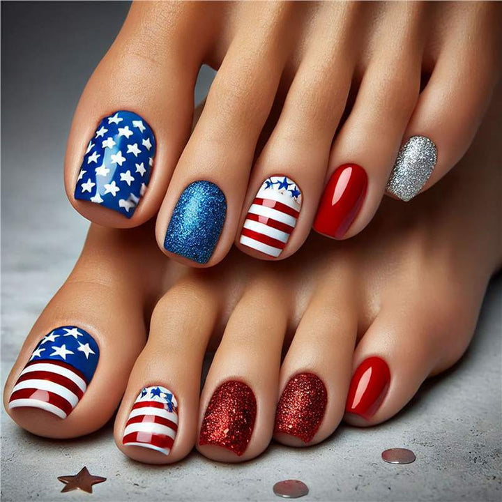 Patriotic Gel Nail Art Extensions Stornfield