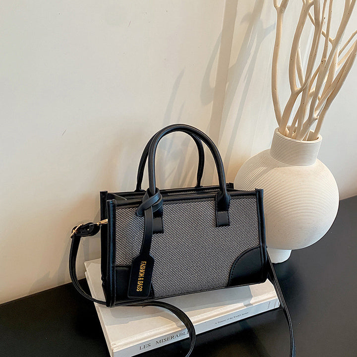 Structured Canvas and Faux Leather Tote