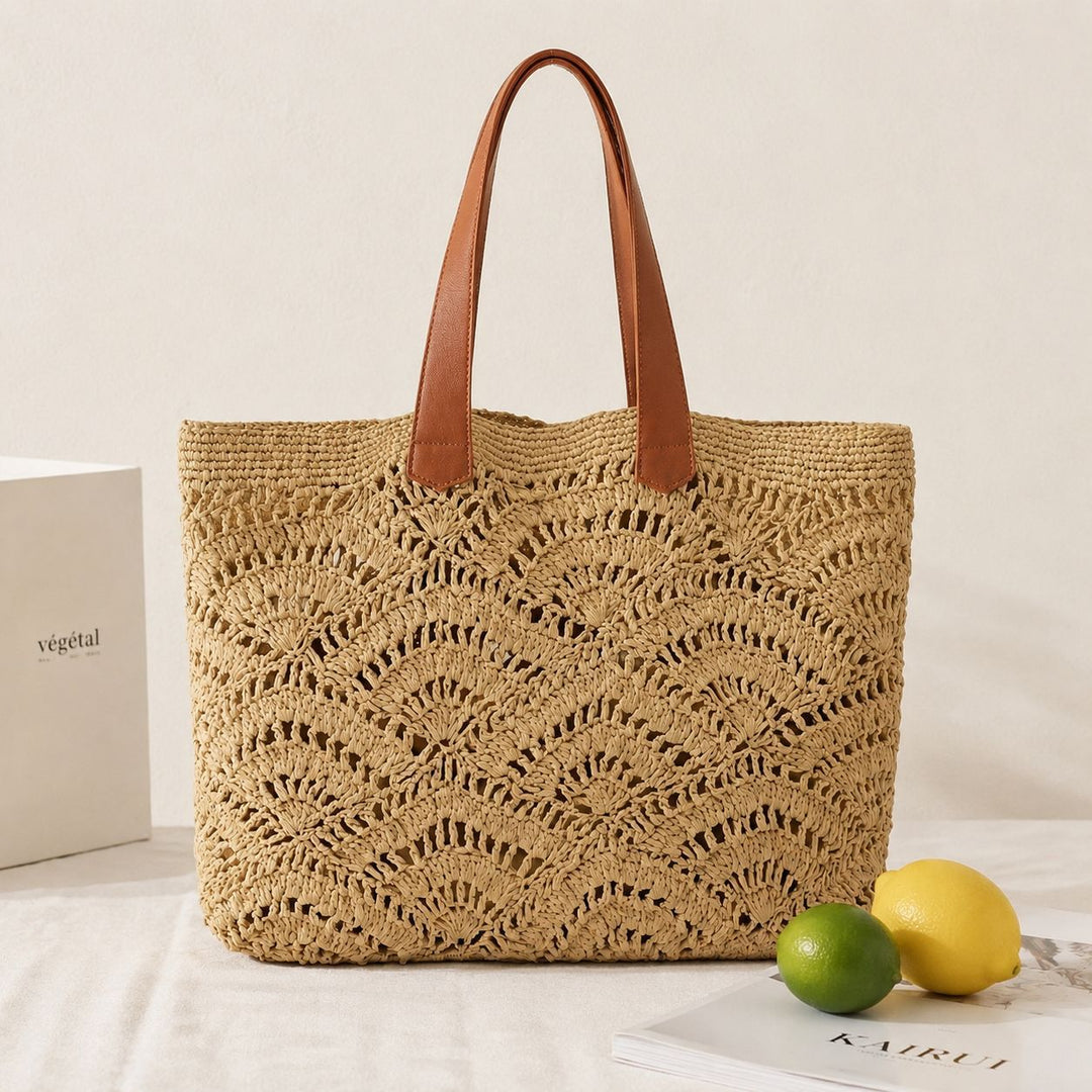 Macrame Shopping Bag with Elegant Leather Handles Stornfield