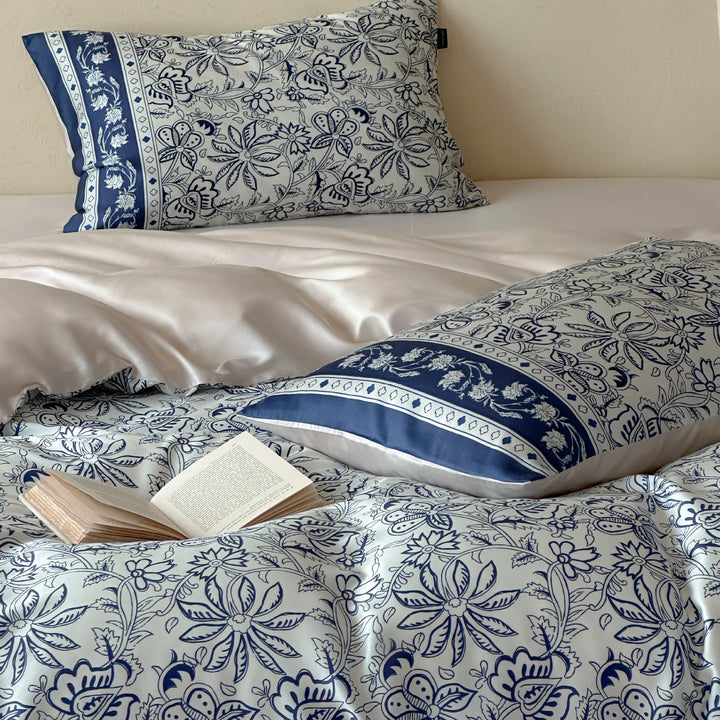 Luxury Floral Cotton Sateen Duvet Cover Set with Pillowcases