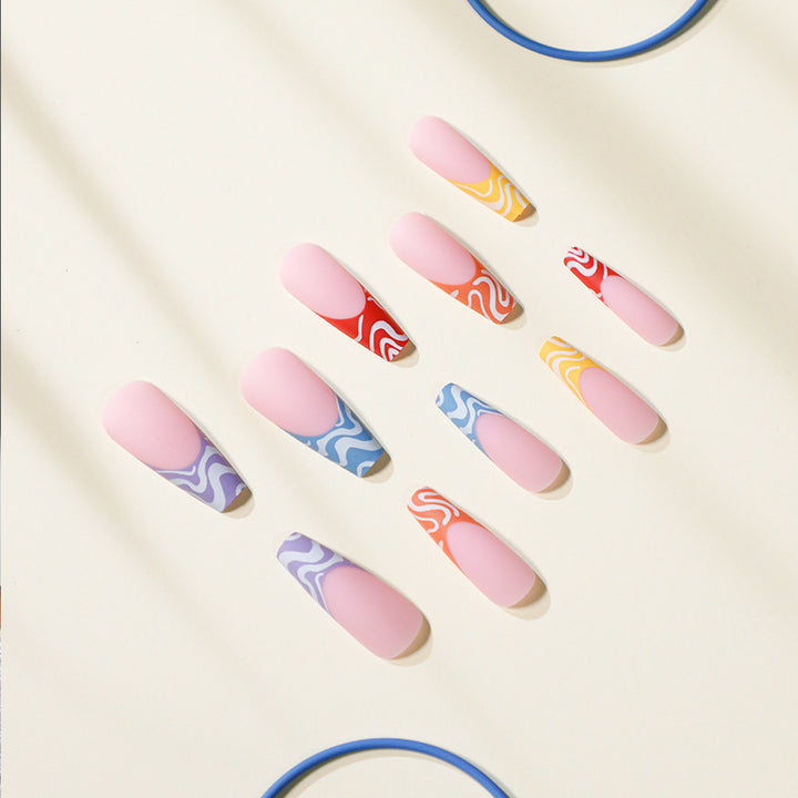 Artful Nail Extensions with Modern Color Pattern Stornfield