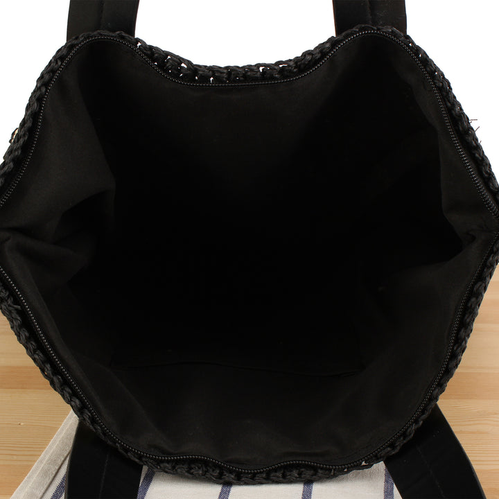 Handbag with Elegant Striped Design and Sturdy Leather Handles Stornfield