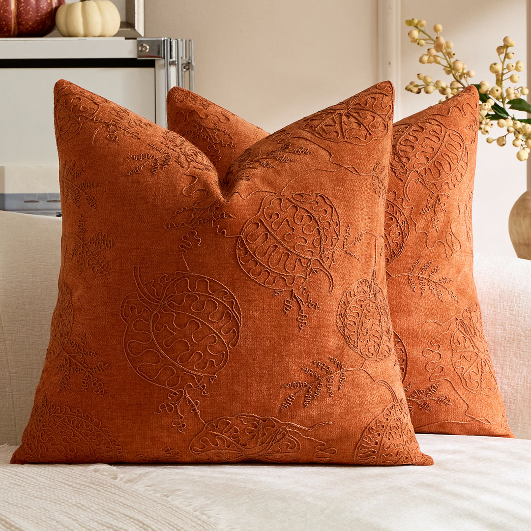 Decorative Embroidered Velvet Throw Pillow Cover Set