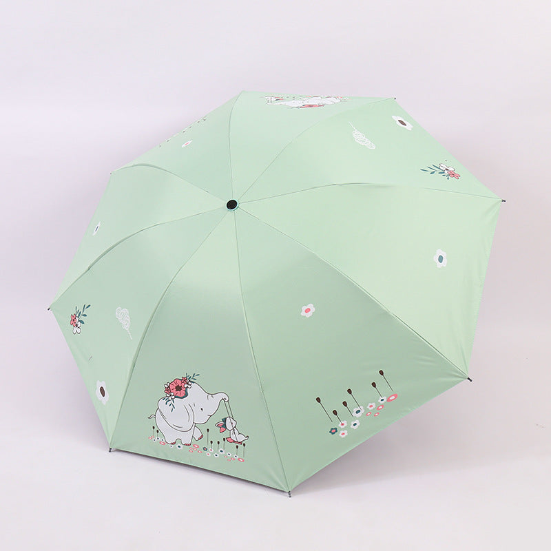 Women Folding Umbrella with Cute Elephant Design Stornfield