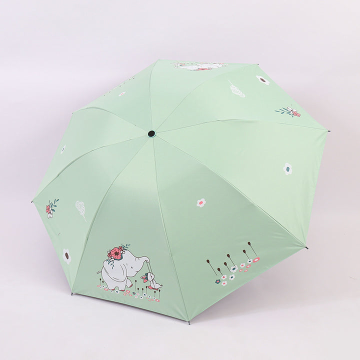 Women Folding Umbrella with Cute Elephant Design Stornfield