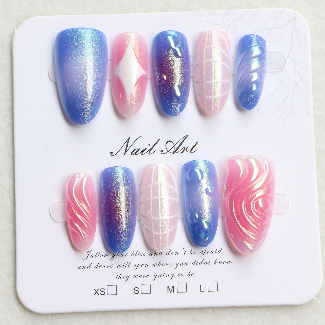 Decorative Press-On Nail Art Set with Iridescent and Abstract Designs Stornfield