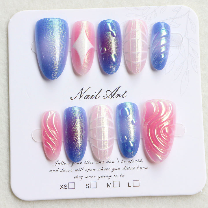 Decorative Press-On Nail Art Set with Iridescent and Abstract Designs Stornfield