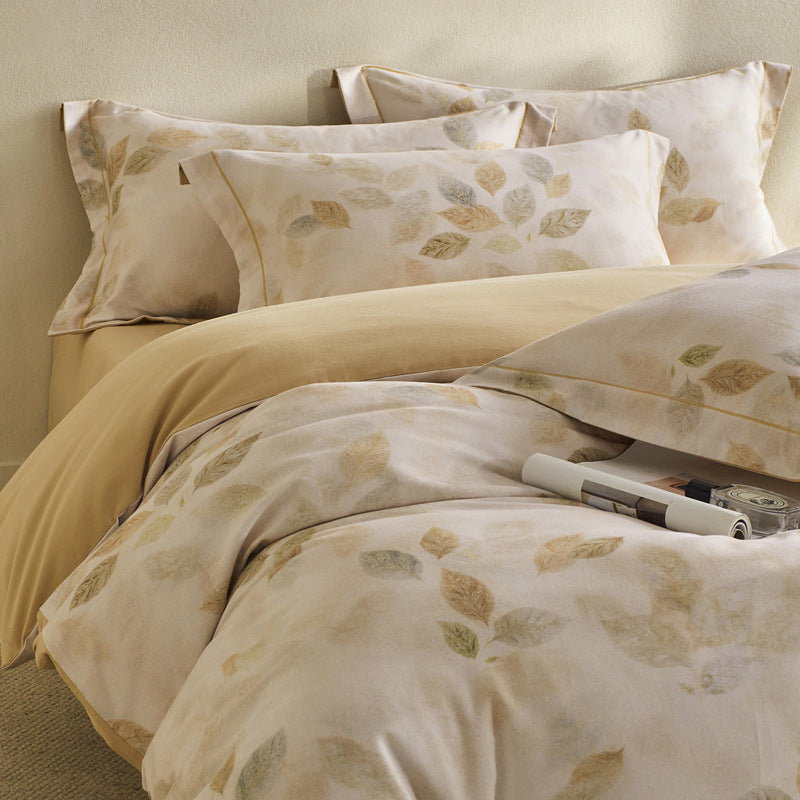 Reversible Botanical Cotton Sateen Duvet Cover Set with Pillow Shams