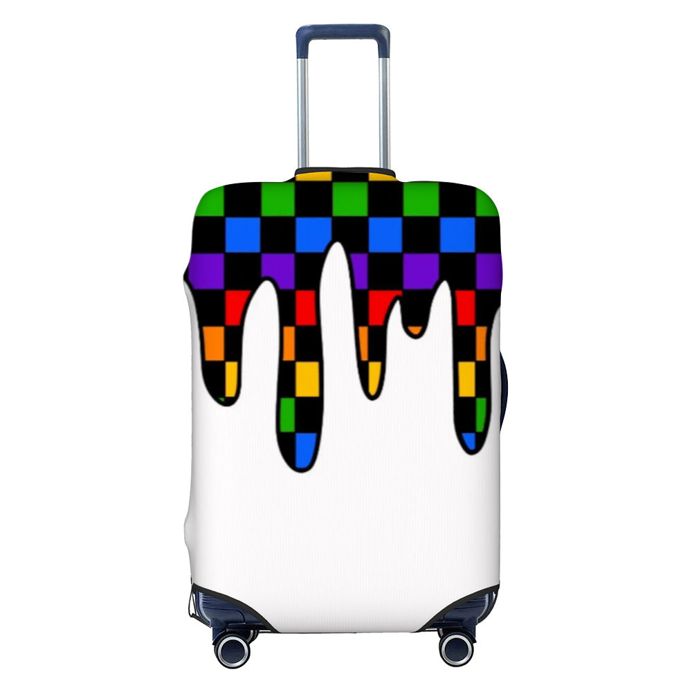 Unisex nan elastic luggage cover with geometric design, stretchable polyester-spandex fabric, zipper opening and non-slip inner securement for trolley Stornfield