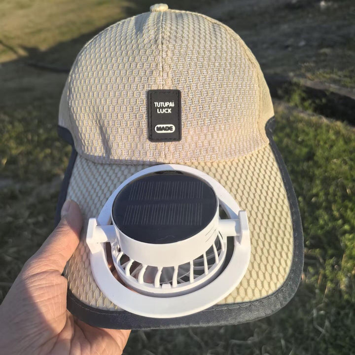 Solar-powered baseball cap with detachable solar fan and breathable honeycomb fabric Stornfield