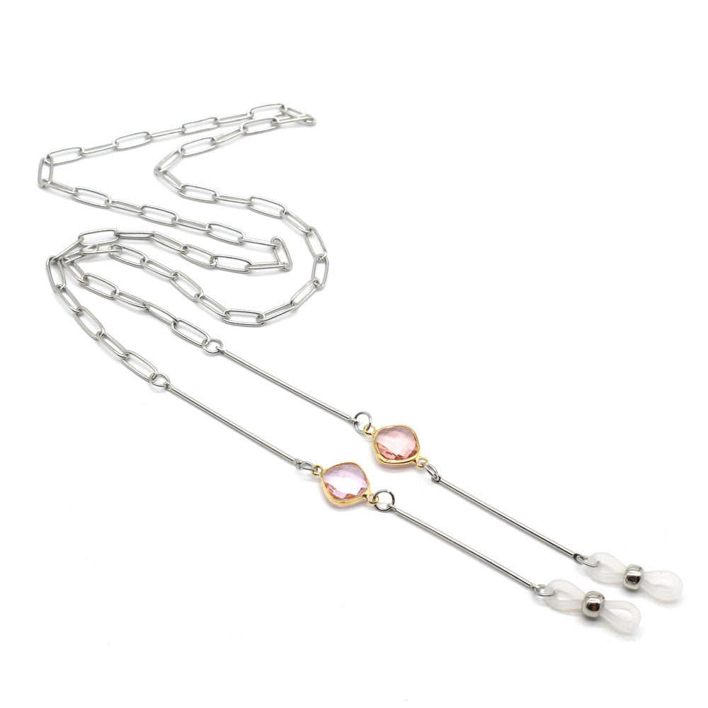 Fashionable glasses holder chain with colorful crystal pendants Stornfield