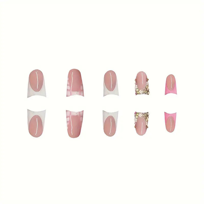 Glamorous 3D Crystal-Accented Press-On Nail Set Stornfield