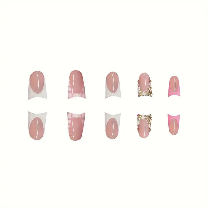 Glamorous 3D Crystal-Accented Press-On Nail Set Stornfield
