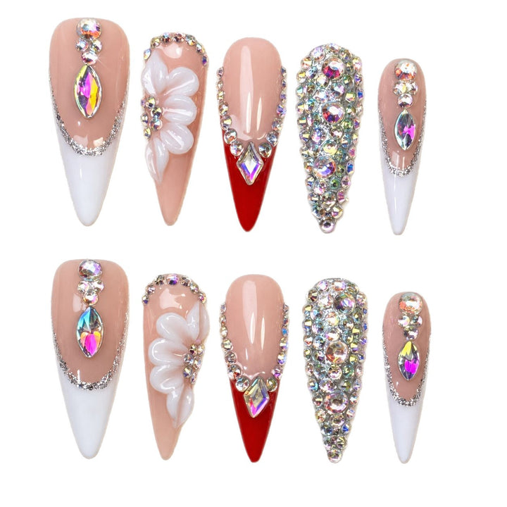 Decorative Rhinestone Press-On Nail Set