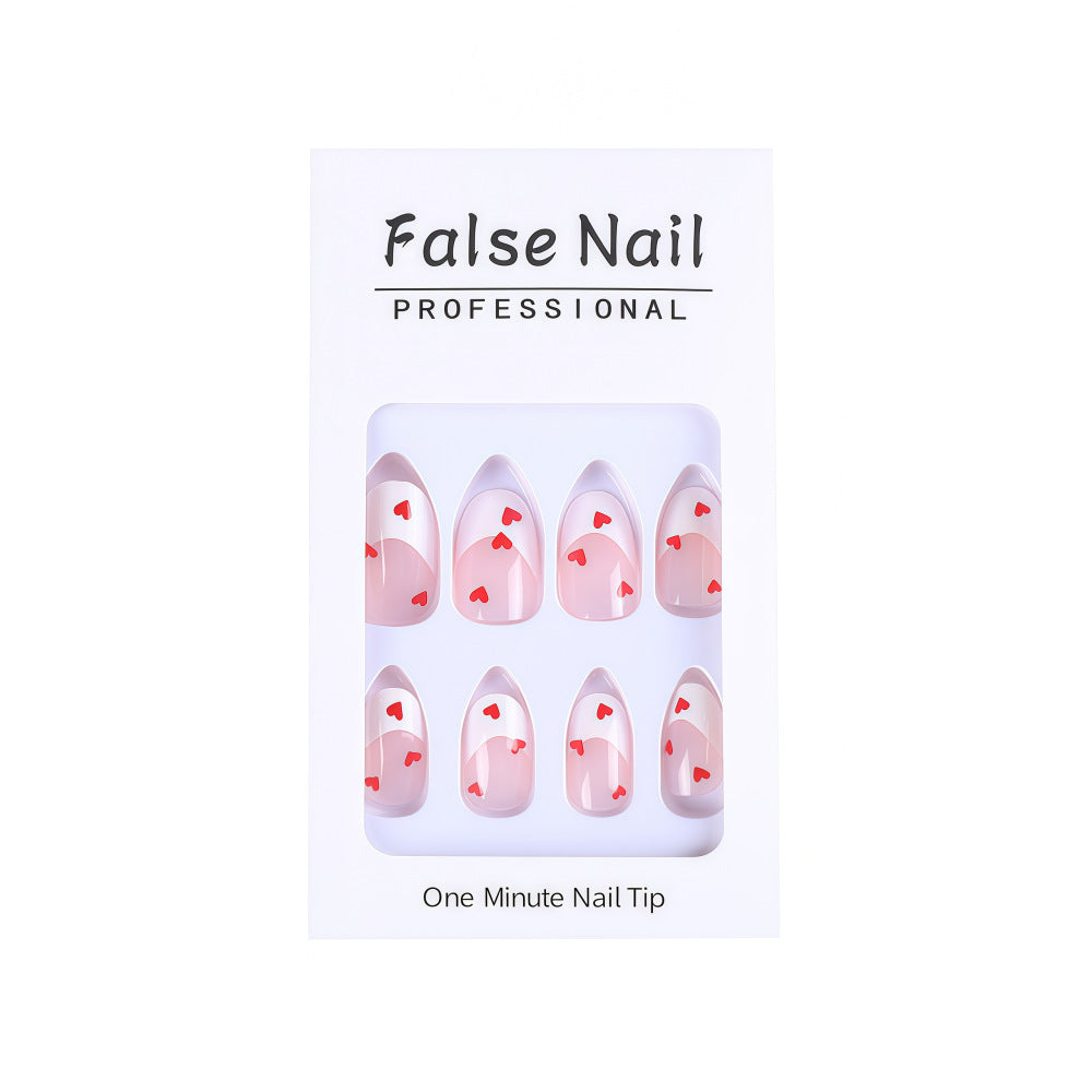 Artificial nails with romantic heart decorations Stornfield