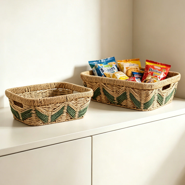 Handmade storage basket with decorative pattern Stornfield
