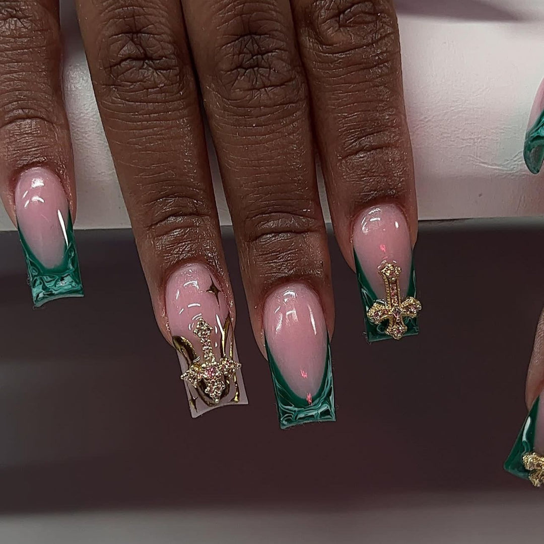 Artful Nail Extensions with Luxurious Decorative Design Stornfield