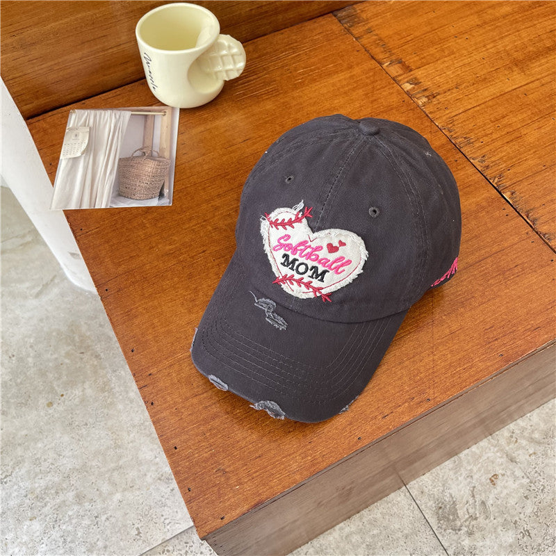 Women's Distressed Softball Mom Patch Baseball Cap Stornfield