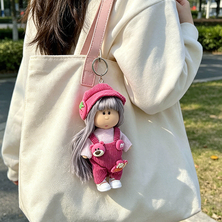 Hooded Doll Bag Charm Keychain with Denim Outfit & Loop Strap Stornfield