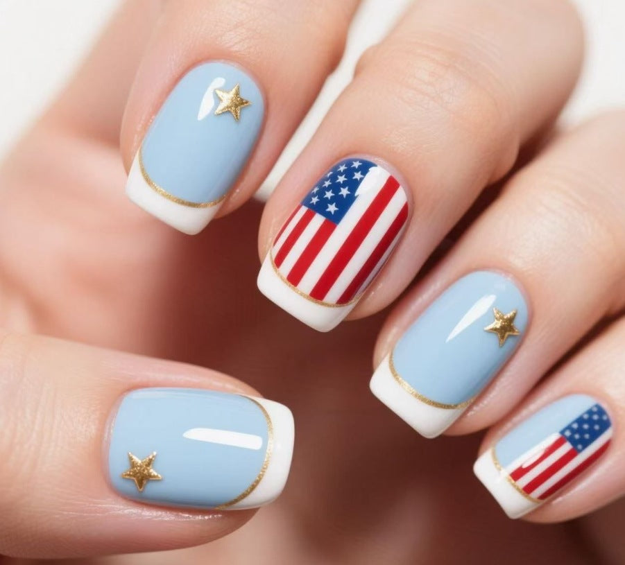Patriotic Glitter Gel Nail Art Stornfield