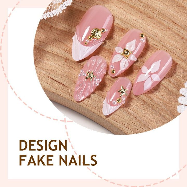 Acrylic nail set with playful romantic designs Stornfield