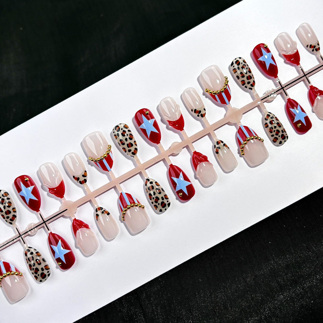 Elegant Polka Dot and Lace Press-On Nail Set