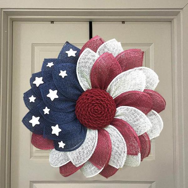 Patriotic Burlap Door Wreath Stornfield
