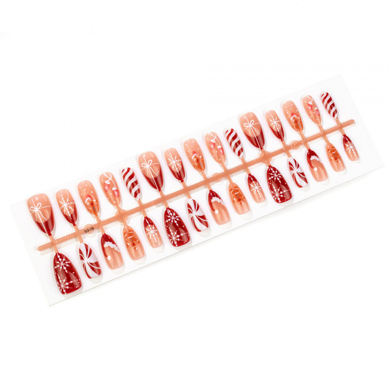 Festive Holiday-Themed Press-On Nail Set 1790736606