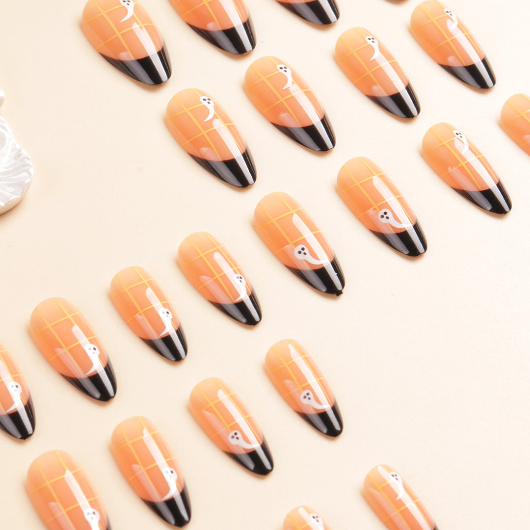 Artistic Ghost-Themed Press-On Nail Tips Stornfield