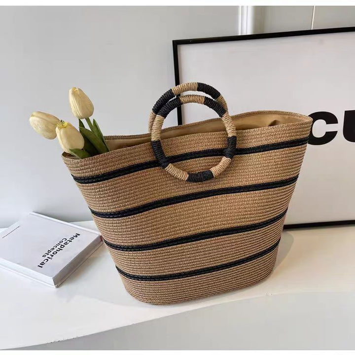 Elegant and Structured Basket Bag with Round Handles Stornfield