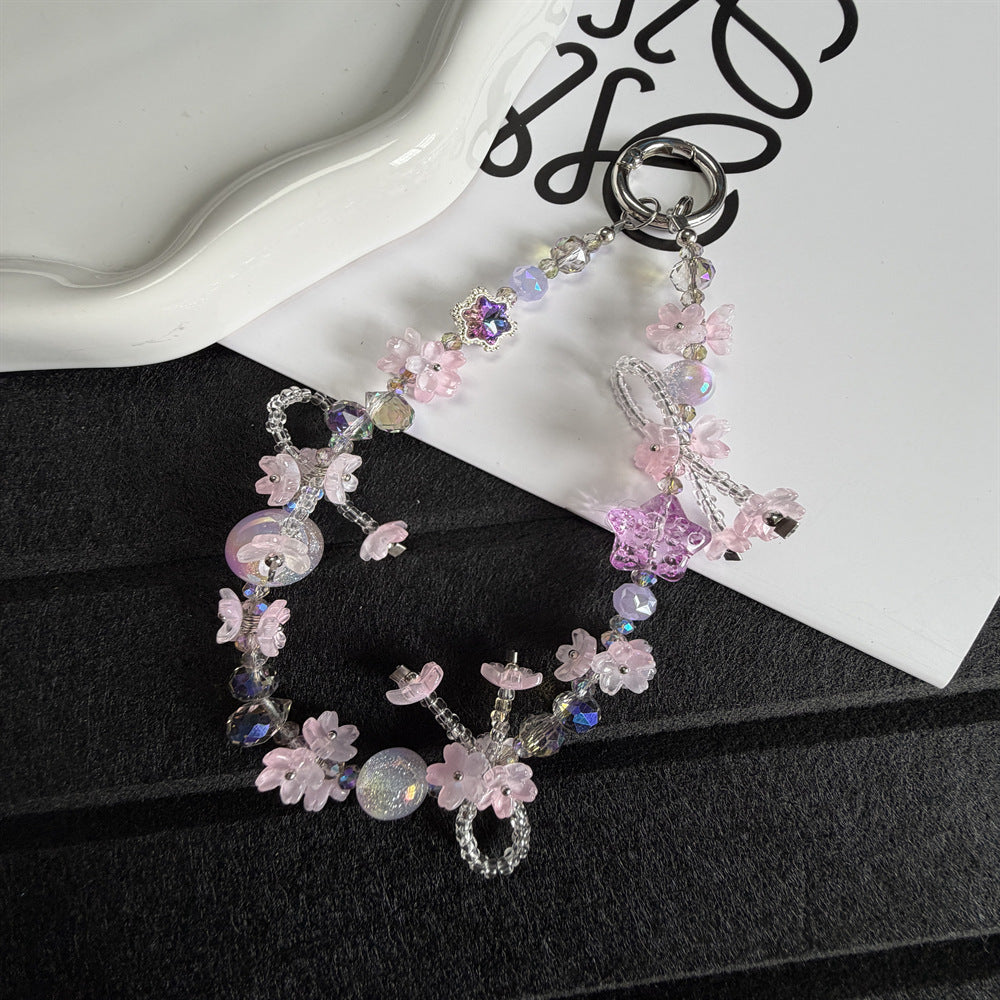 Elegant Floral Beaded Charm Keychain Stornfield