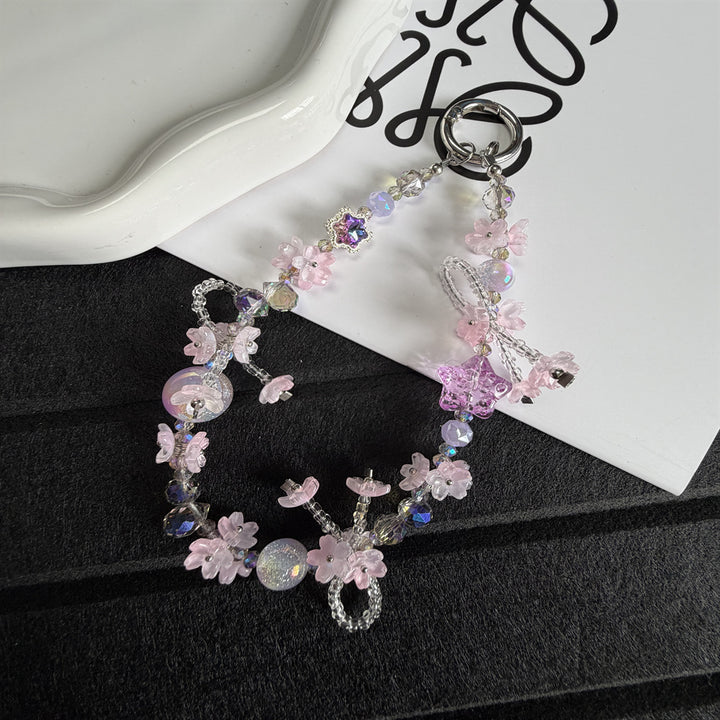 Elegant Floral Beaded Charm Keychain Stornfield