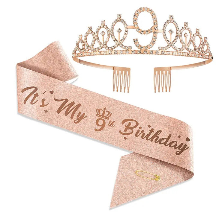 Women Glittering Tiaras with Festive Birthday Banner Stornfield