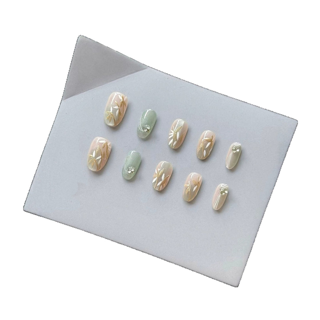 Decorative Floral Press-On Nail Set  1791772955