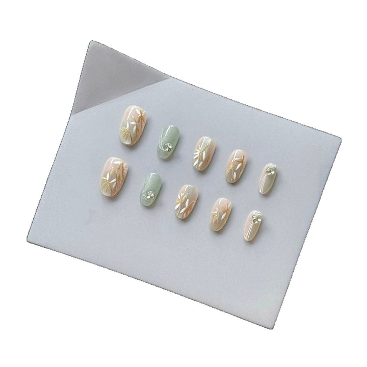 Decorative Floral Press-On Nail Set  1791772955