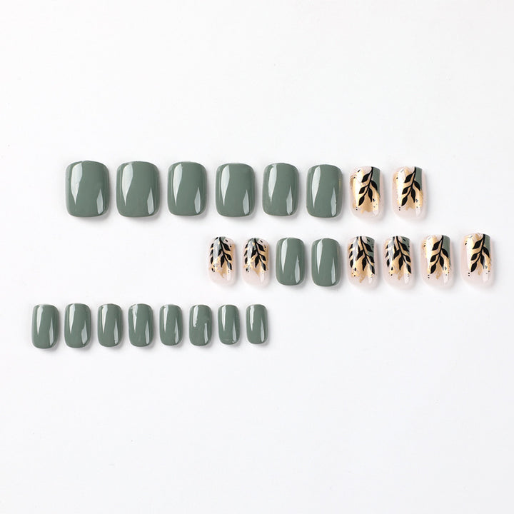 Artful Nail Extensions with Elegant Leaf Design Stornfield