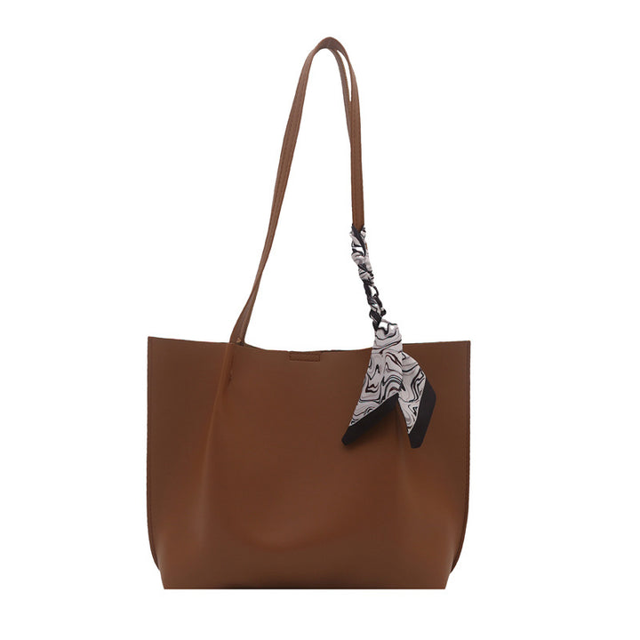 Minimalist Tote Handbag with Decorative Scarf