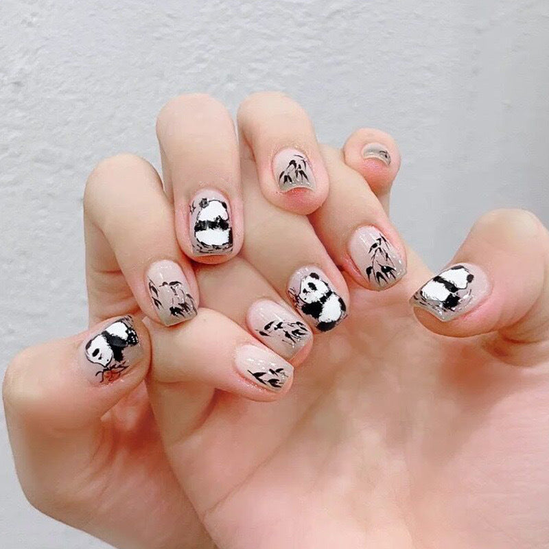 Panda-Themed Artistic Press-On Nail Set
