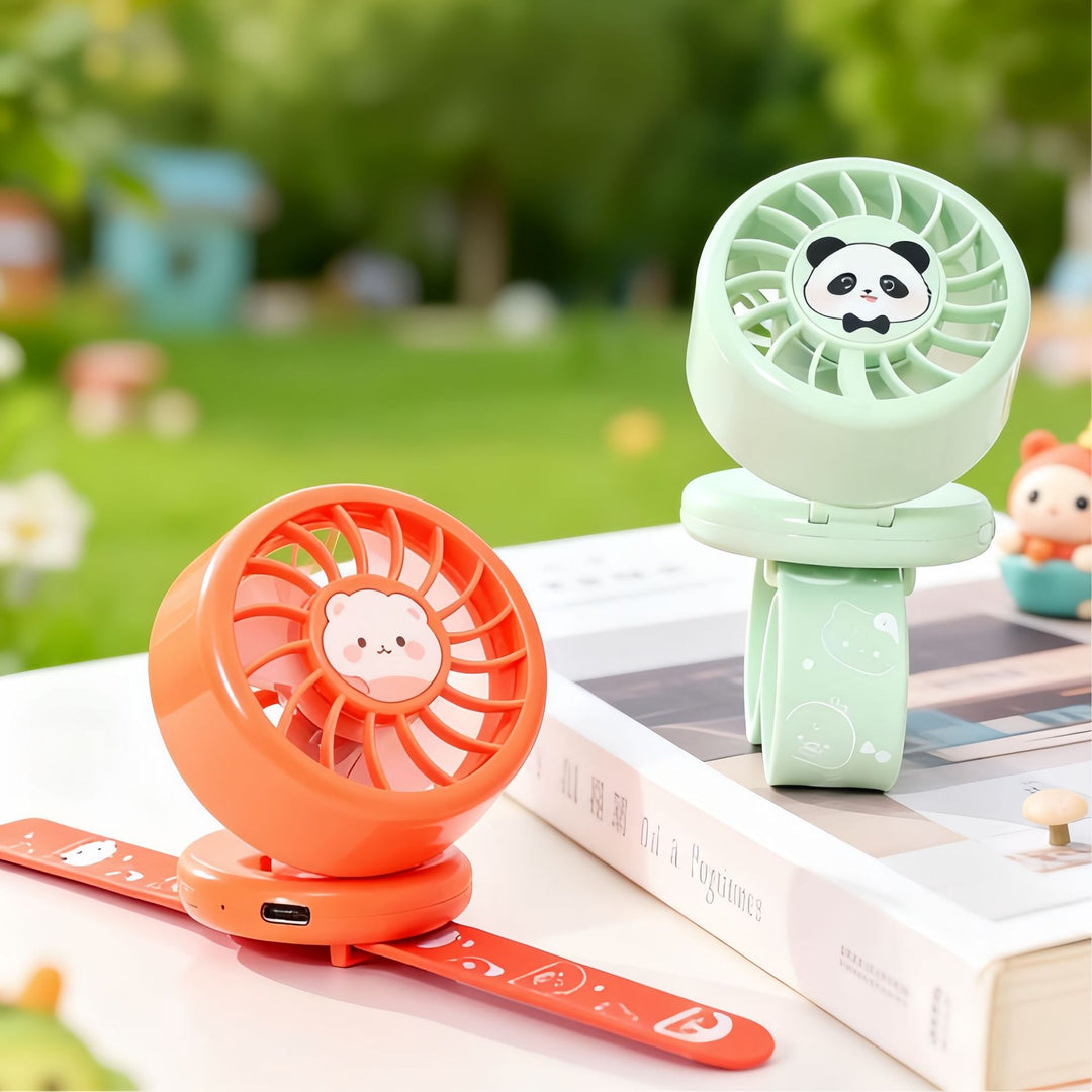 Women's Portable Hand Fan with Cute Animal Design and USB Charging Function Stornfield