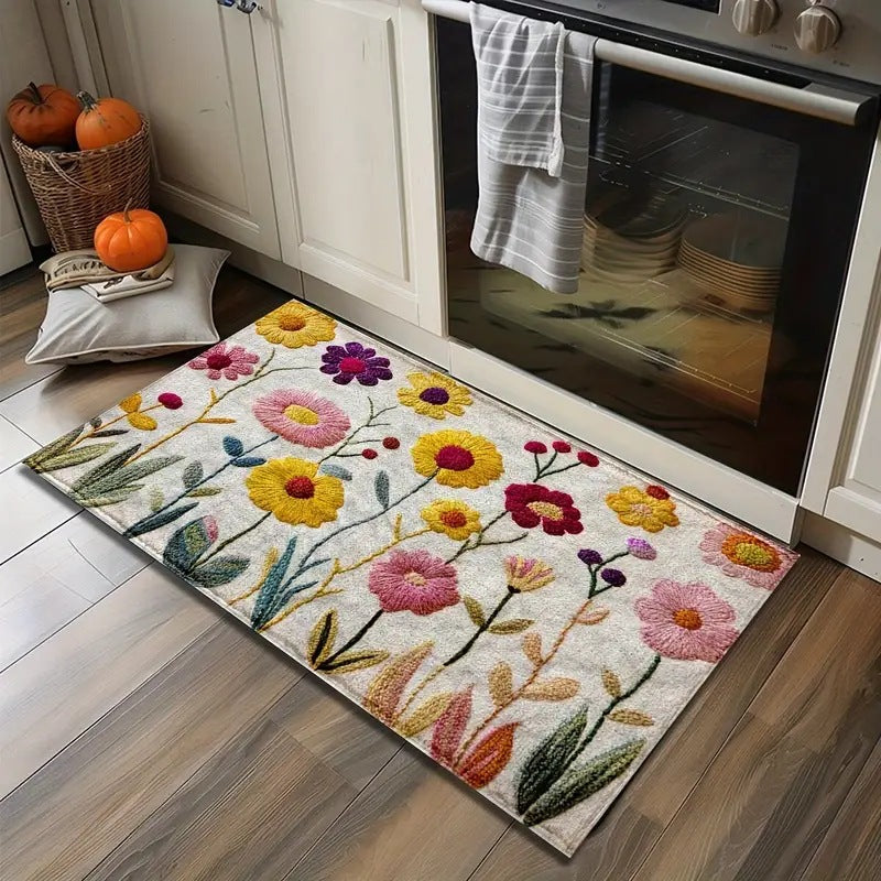Floral Patterned Welcome Mat Stornfield