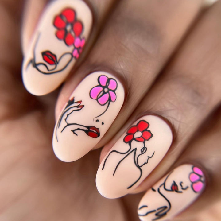 Handmade art nails with floral patterns Stornfield