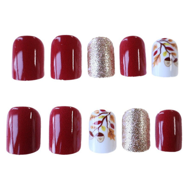Artistic Fall-Themed Press-On Nail Art Stornfield