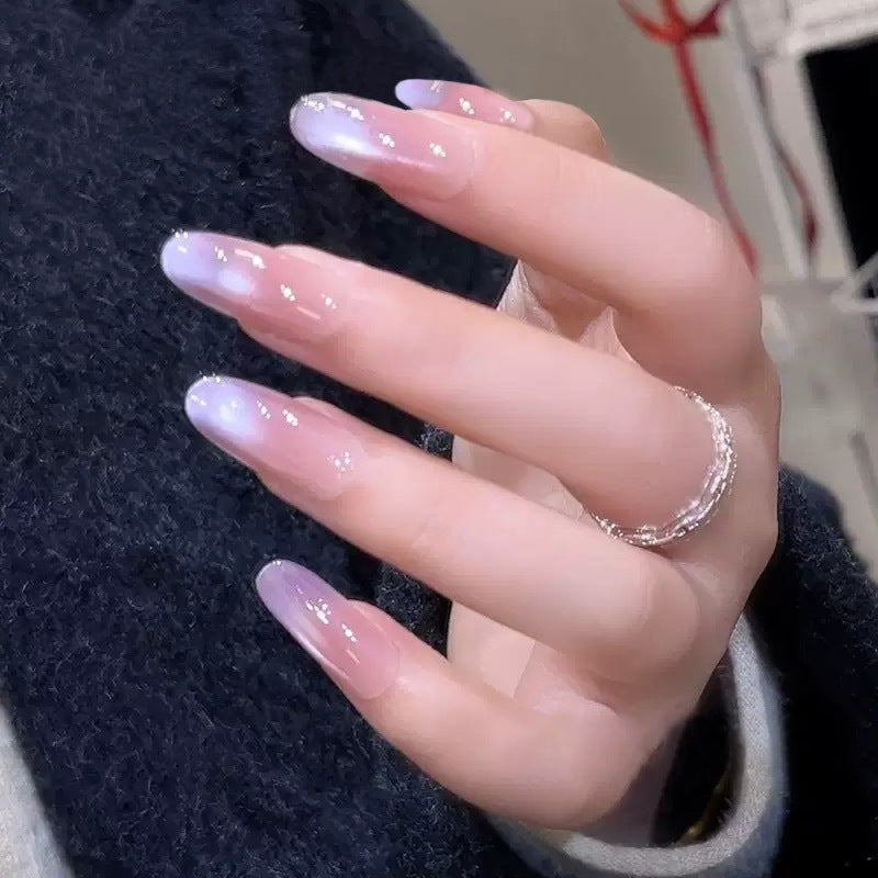 Artificial nail set with elegant ombre design and glossy finish Stornfield