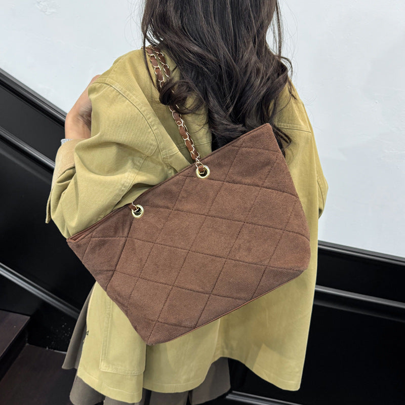 WoQuilted Suede Shopping Tote Stornfield