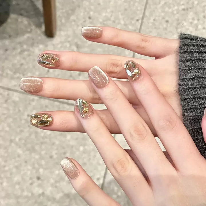Glitter Nail Set with Luxurious Stone Embellishments Stornfield